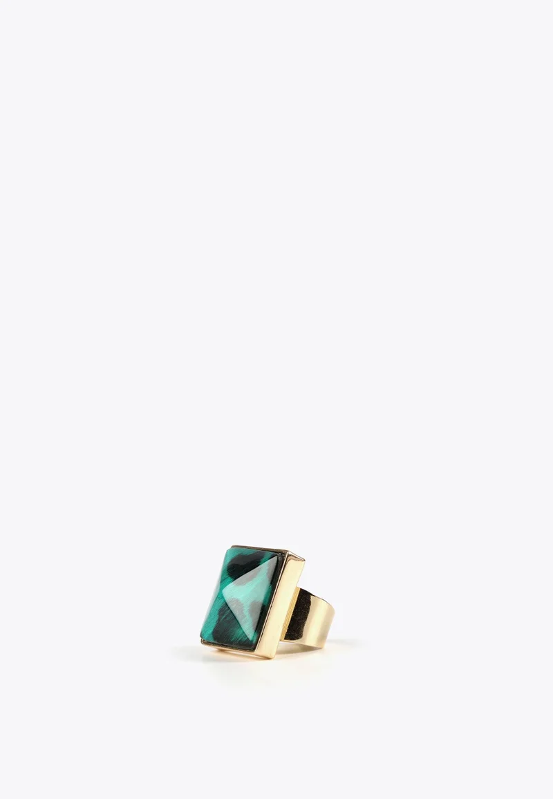 Lola Casademunt Green animal print crystal ring