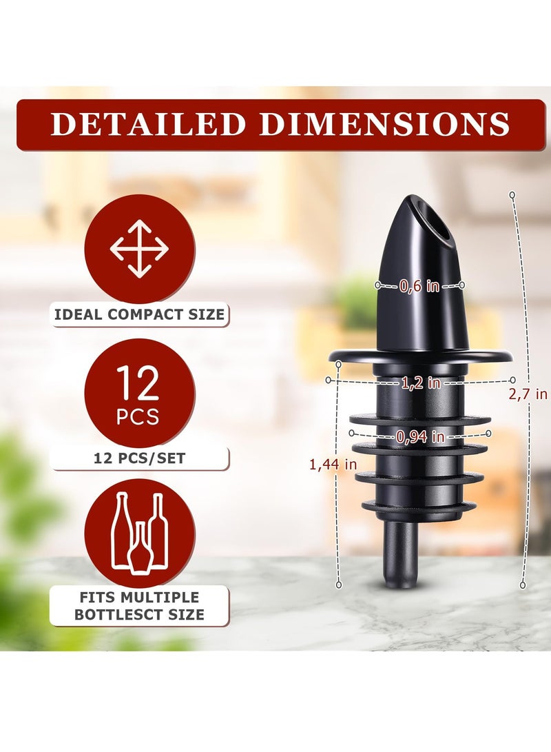 SOLARAE Liquor Pour Spout Adapter Water Bottle 12pcs Oil Topper Pourer Spouts for Bottles Syrup Bottle Pour Spouts Bartender Accessories Stainless Steel Bar Pouring Glass Bottle Spouts for Liquor Bottles - Image 5