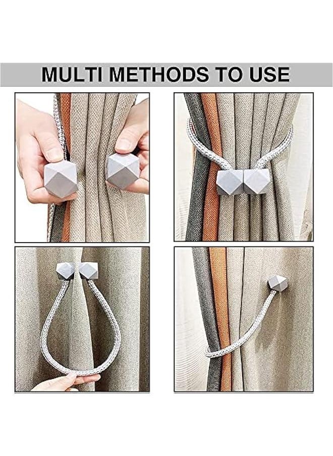 RYNX 2 Magnetic Curtain Lacing Decorative Draped Tie Back Holder for Window Curtains Pendant Rope Tie Back in Octagonal StyleEasy to Decorate Curtain Cord grey)  - Image 4