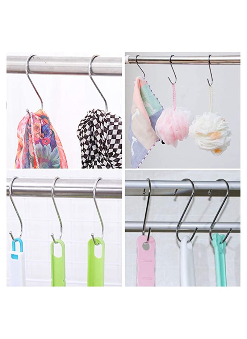 ITALO - Pack Of 2 Pcs Stainless Steel S Shaped Hooks For Hanging Clothes Outdoor Heavy Duty Hooks Multipurpose Use For Kitchen Balcony Bathroom And Room 6CM Max Load 8 Kg - Image 1