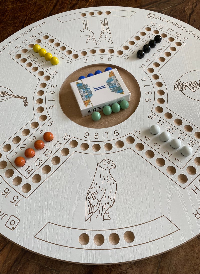 JACKAROOJOKER Jackaroo Game both sides for 4 and 6 players with Marbles and Cards - Image 4