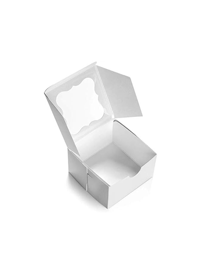 Green Tiger 20 Cardboard White & Brown Bakery Boxes with Clear Window,(4x4x2.5inch) SQUARE Kraft PAPER GIFT Pie Cookie BAKERS Cake Box with Natural Disposable Storage, Transport Of Your Creations - Image 4