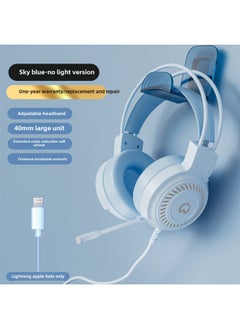 Generic Computer Headset With Microphone Gaming Desktop Special Wired Microphone Laptop Headset Bluetooth-Color:Package 1 Practical Desktop Headphone Stand-blue (✅Lightning Apple Interface Version✅The Built-in Chip Has Good Compatibility)  - Image 1