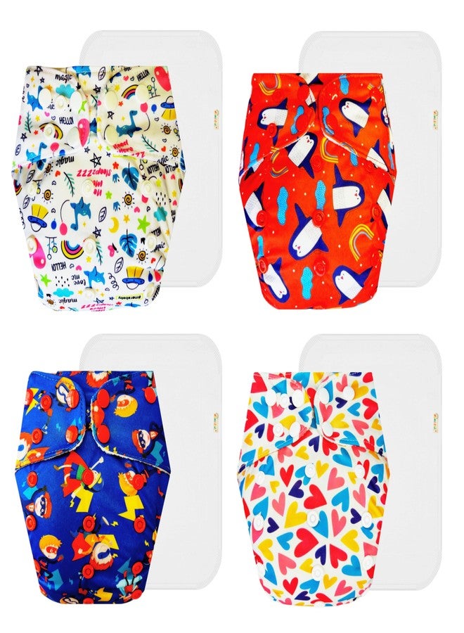 Dumbledo Premium Cloth Diaper with Cotton Insert (Pack of 4) | Snug Fit | 6-Layer Absorbent Pad | Easy to Clean | Designed by Moms | 3 Months - 3 Years | Unisex Baby - Image 1