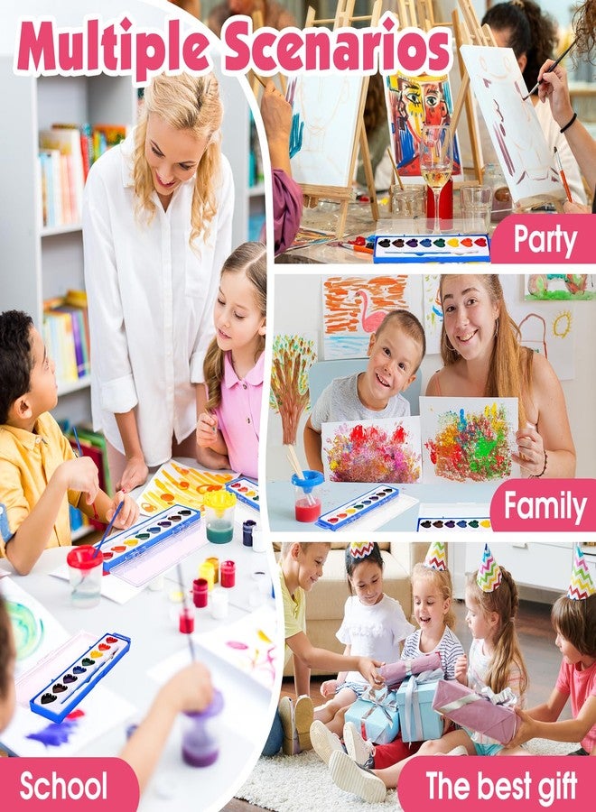FUMILE 30 Pack Heart Watercolor Paint Set,8 Colors Washable Valentines Water Color Paint Set for Kids with Paintbrush,Watercolor Paint for Prizes Exchange Gifts,Valentine's Day Gifts,Party Favor,Classroom - Image 4