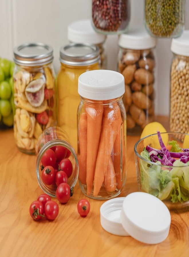 Yodecy 4 Pcs 32 oz Clear Wide Mouth Mason Jars with Airtight Lids and White Plastic Lids, Canning Jars for Overnight Oats, Food Storage and More - Image 3
