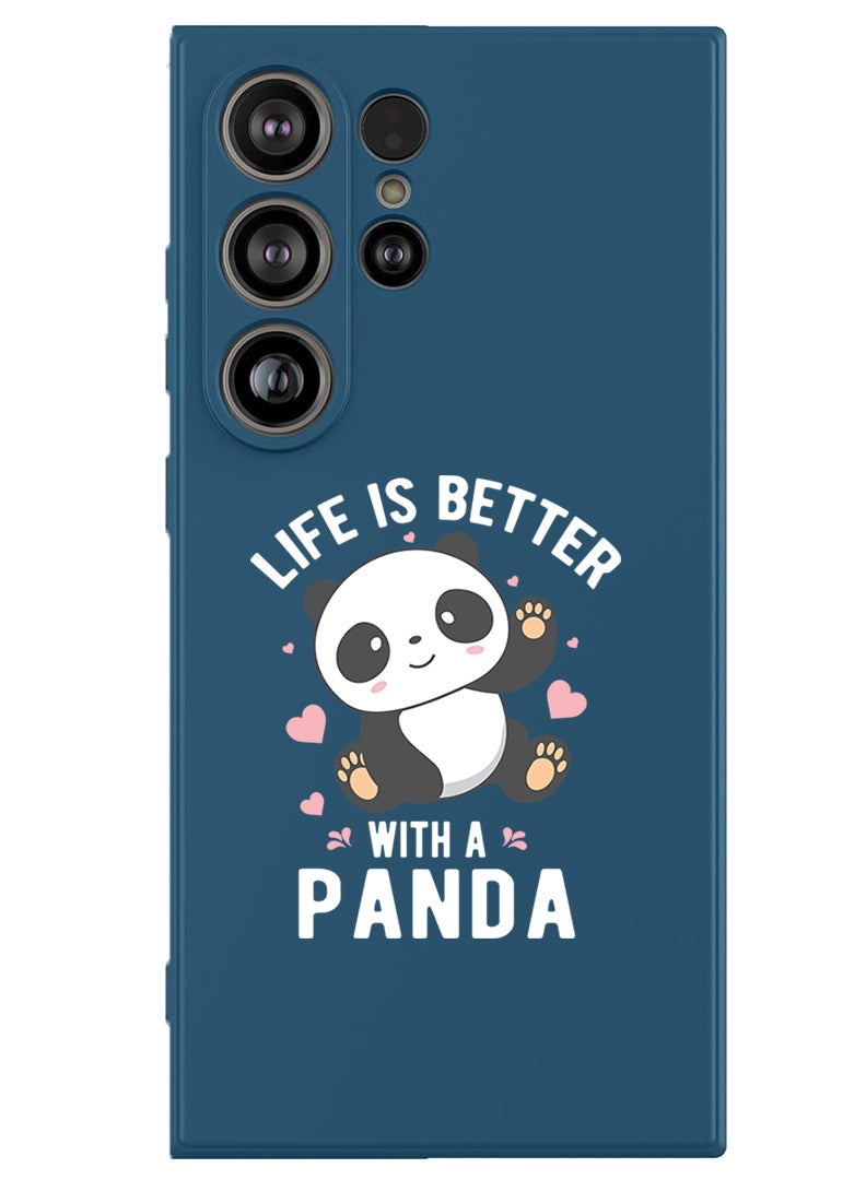 Theodor Protective Slim Fit Case Liquid Silicone Cover with Full Body Protection Anti-Scratch Shockproof Case For Samsung Galaxy S25 Ultra (Blue) - Life is better with panda - White - Image 1