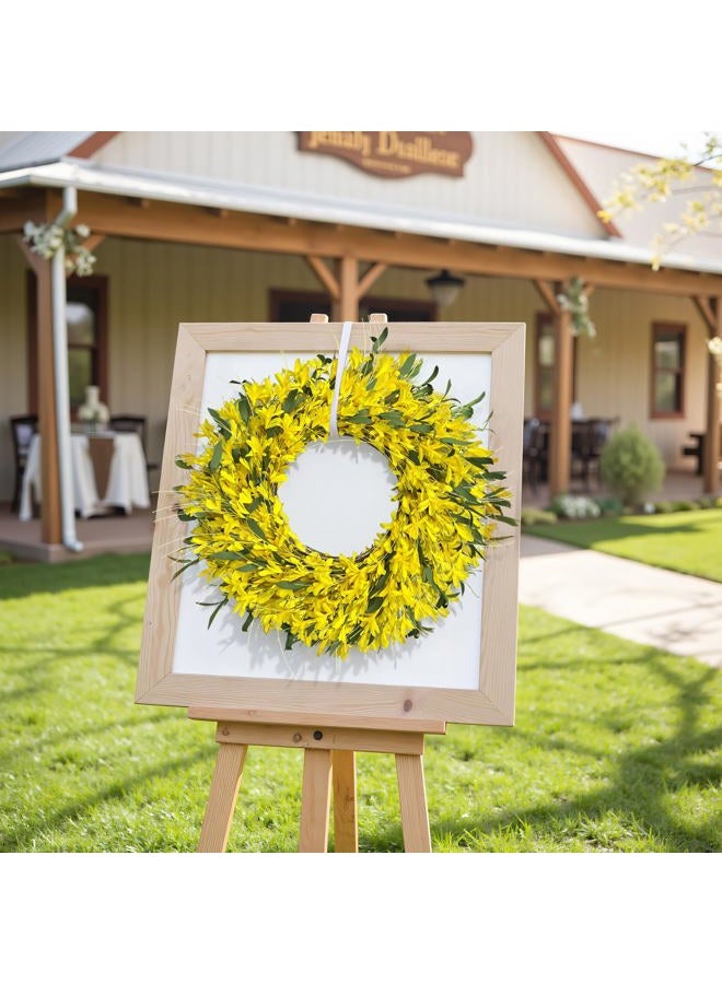 LOKEISNA Spring Wreaths for Front Door, 24'Yellow forsythia Wreath, Spring Summer Wreaths for Front Door Outside, Hand Made Artificial Door Wreath for Front Door Window Wall Farmhouse Décor Gift - Image 3