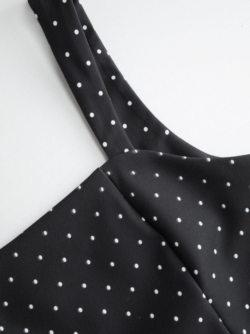 CIDER Womens Polka Dot Going Out Dress Cute Summer Date Night Square Neck Sleeveless Mini Dress - Image 2