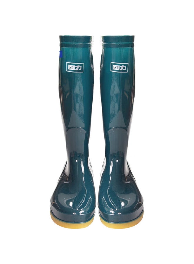 Pull Back Huili Rain Boots For Women, Fashionable Outdoor Waterproof Rain Boots, Durable Rubber Shoes, 6813 Dark Green Tall Boots, Size 37 - Image 3