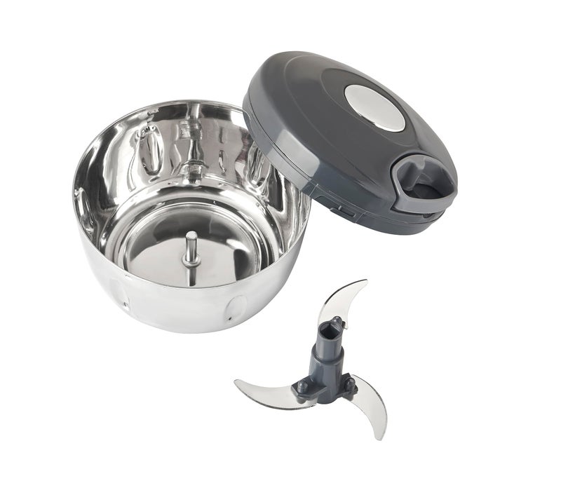 Celltone Steelo Vegetable Chopper for Kitchen | Fruits, Dry Fruit, Onion Cutter for Salad with Pull String & 3 Blades Stainless Steel | Manual Veggie Slicer-500 ml - Image 2
