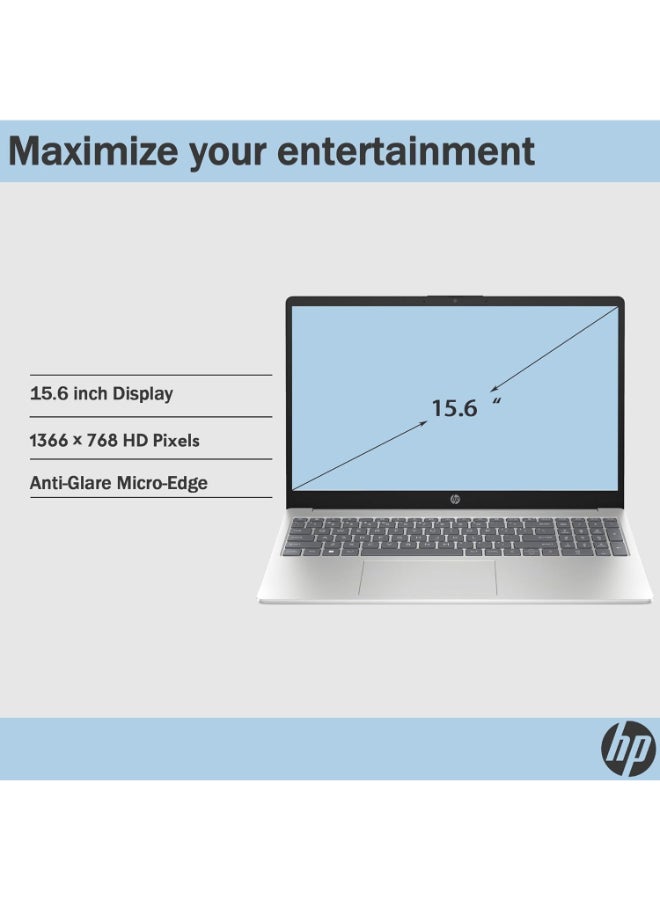 HP 15-FD0095WM Laptop With 15.6-Inch FHD Display, Core i5-1235U Processor/8GB RAM/512GB SSD/Intel Iris Xe Graphics/Windows 11 Home English/Arabic Silver - Image 2