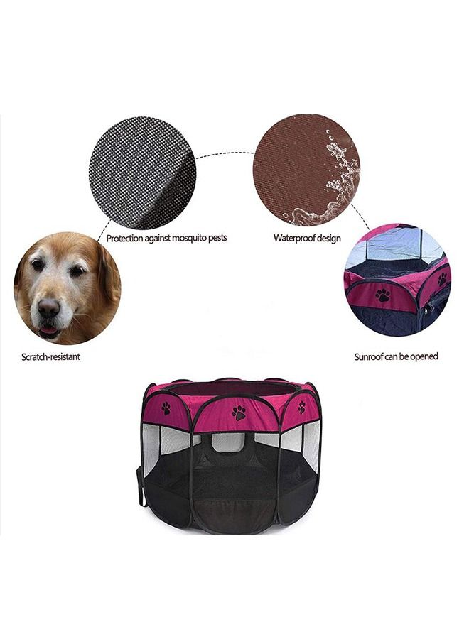 AL THEQA Octagonal Pet Tent Foldable Dog and Cat Fence Puppy Exercise Playpen Portable Cat and Dog House Rabbit Cat Kennel(maroon) - Image 1