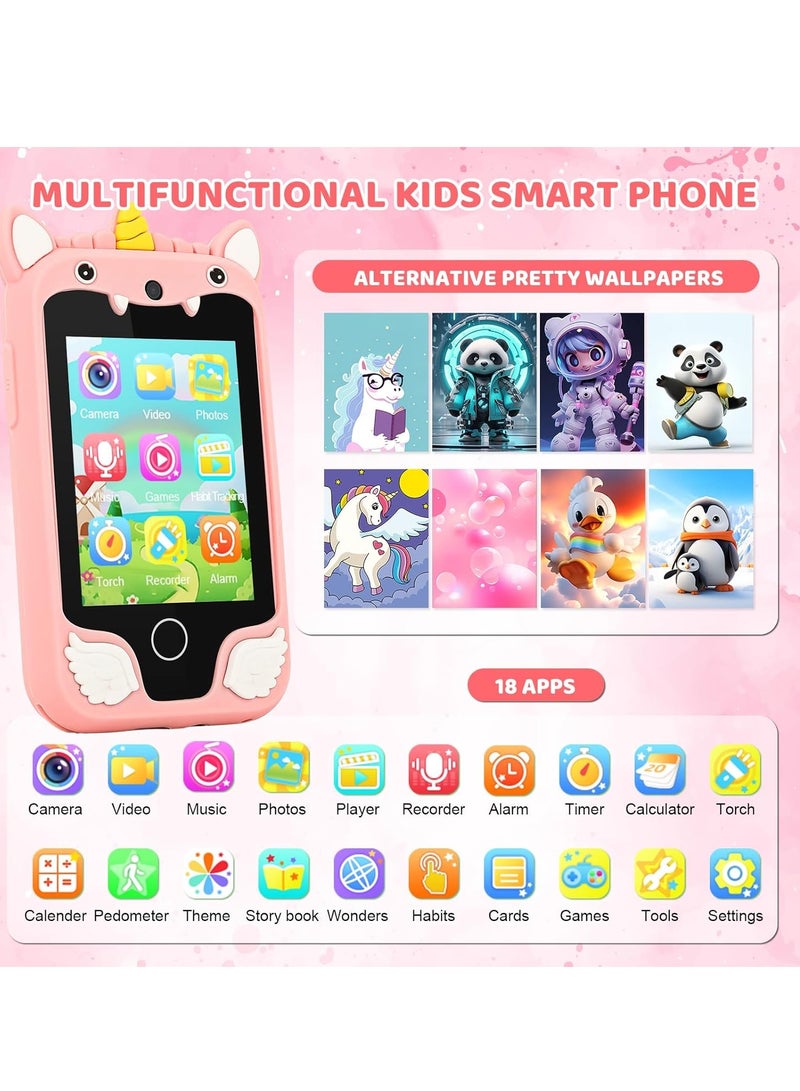 EVEREEN Kids Smart Phone for Girls, Dual Camera Unicorn Kids Phone Toy with Games, Music Player, Toddler Cell Phone Kids Learning Play Toy for 3-12 Years Old Boys Girls, Christmas Birthday With 8G Card (Purple) - Image 3