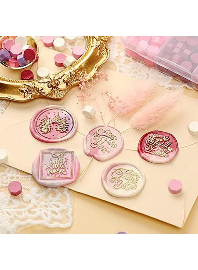 Generic 600 Pcs Sealing Wax Beads Kit Colorful Wax Seal Beads With Storage Box Wooden Handle Wax Melting Spoon And White Candles For Wax Sealing Stamp Cards Envelopes Letter Wedding Invitations  - Image 4