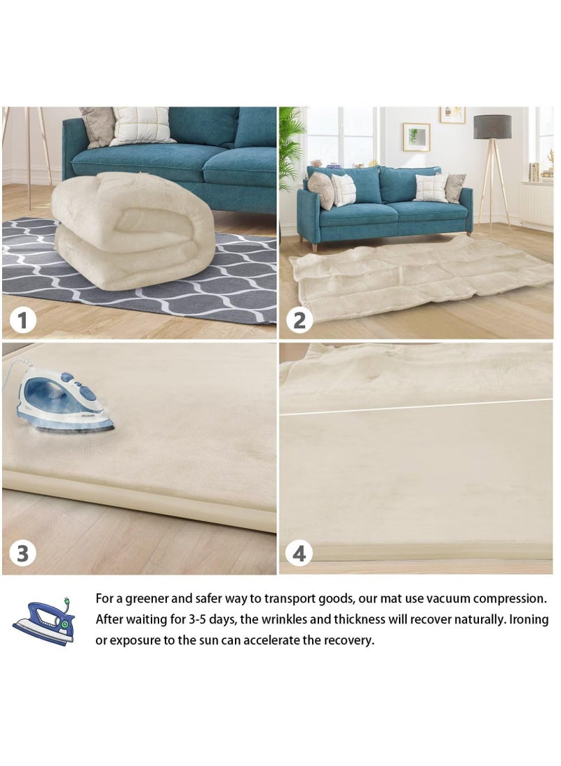 عربست بساط لعب للأطفال الرضع، مناسب للأرضيات، بساط وقت الاستلقاء على البطن، سجادة غرفة الأطفال، بساط تقوية العضلات، سجادة منطقة، سجادة غرفة اللعب، بساط تاتامي، مقاس 9'2" × 6'7"، مصنوع من إسفنج ميموري فوم، سمكه 1.3" بوصة، بساط زحف للأطفال الرضع والأطفال الصغار والأطفال، بساط أرضي (بيج) - Image 4