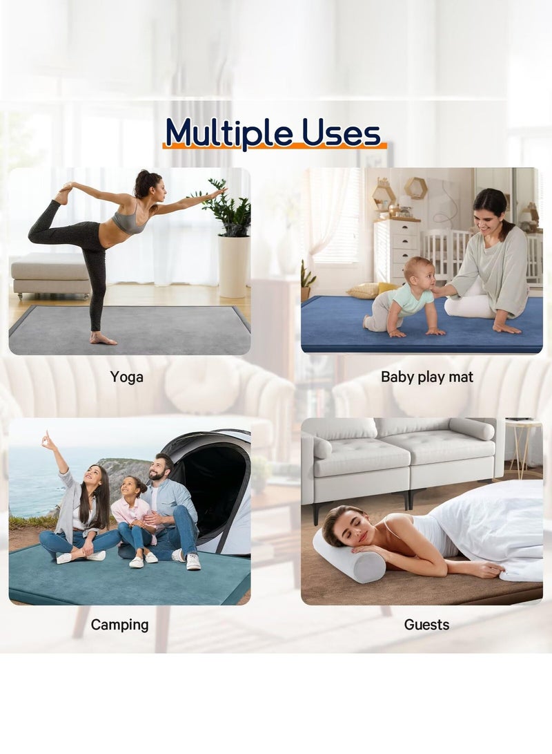 Arabest Baby Play Mat for Floor Tummy Time Mat Nursery Rug Muscle Mat Area Rug Playroom Rug Tatami Mat 9'2"x6'7" Memory Foam 1.3" Thick Crawling Mat for Babies,Toddlers, Infants, Kids,Floor Mat(Beige) - Image 5