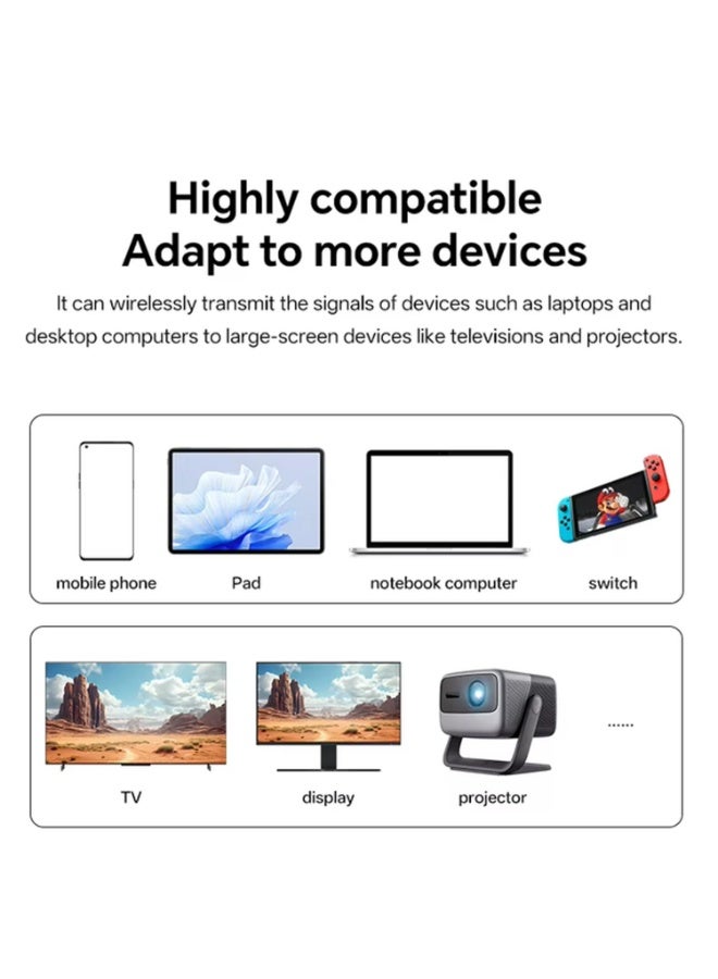 طقم مرسل ومستقبل لاسلكي HD بدقة 1080P ومعدل 60Hz، محول HDMI لاسلكي لعرض ومشاركة الشاشة يعمل بالتوصيل المباشر، مدى إرسال يصل إلى 50 متر، يدعم التلفزيون والبروجكتور واللابتوب وأجهزة البث - Image 4