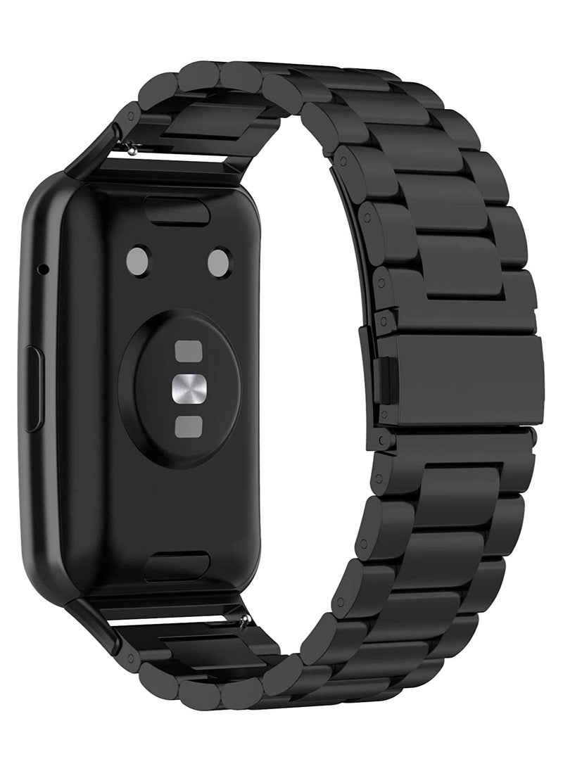 Generic Watch Strap Compatible for HUAWEI Watch Fit, Replacement Metal Smart Watch Strap Quick Release Stainless Steel Watch Band Wristband Compatible for HUAWEI Watch Fit (Black)  - Image 2