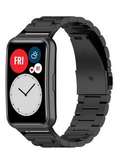 Generic Watch Strap Compatible for HUAWEI Watch Fit, Replacement Metal Smart Watch Strap Quick Release Stainless Steel Watch Band Wristband Compatible for HUAWEI Watch Fit (Black)  - Image 1