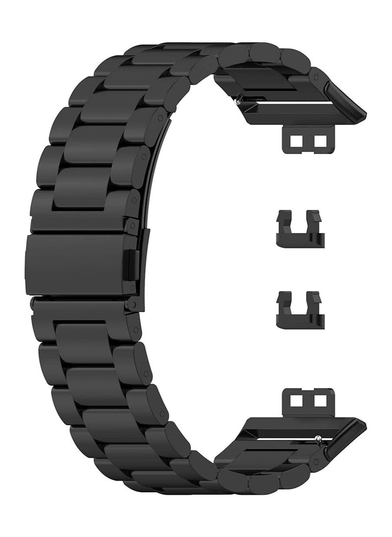 Generic Watch Strap Compatible for HUAWEI Watch Fit, Replacement Metal Smart Watch Strap Quick Release Stainless Steel Watch Band Wristband Compatible for HUAWEI Watch Fit (Black)  - Image 4