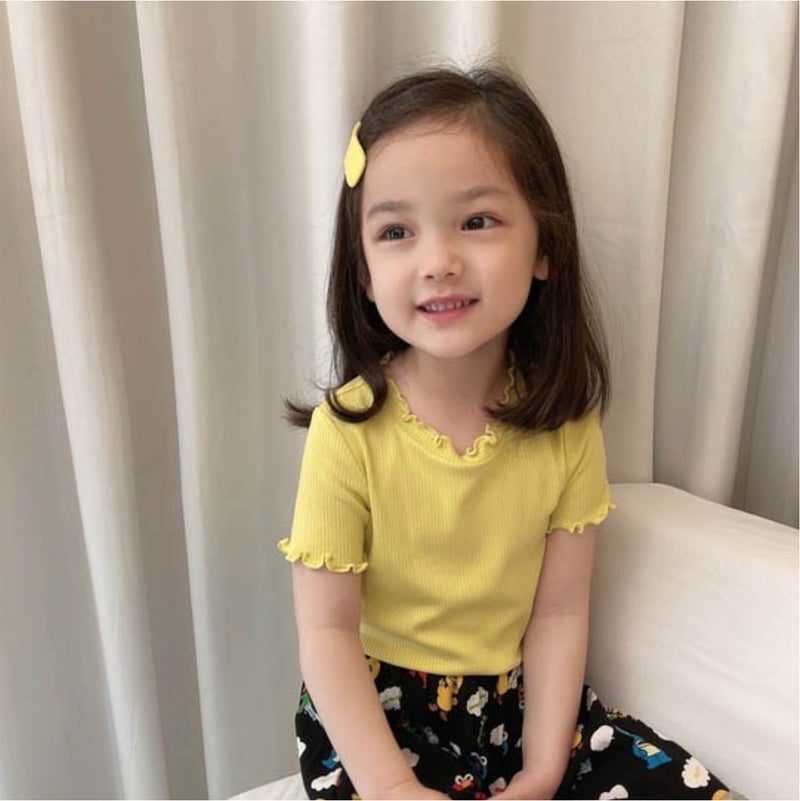 Girls' Summer Tank T-Shirt Round Neck Korean Goods Children's Clothing New Children's Solid Color Base Shirt Knitted Inner Jacket Trendy 6 - Image 1