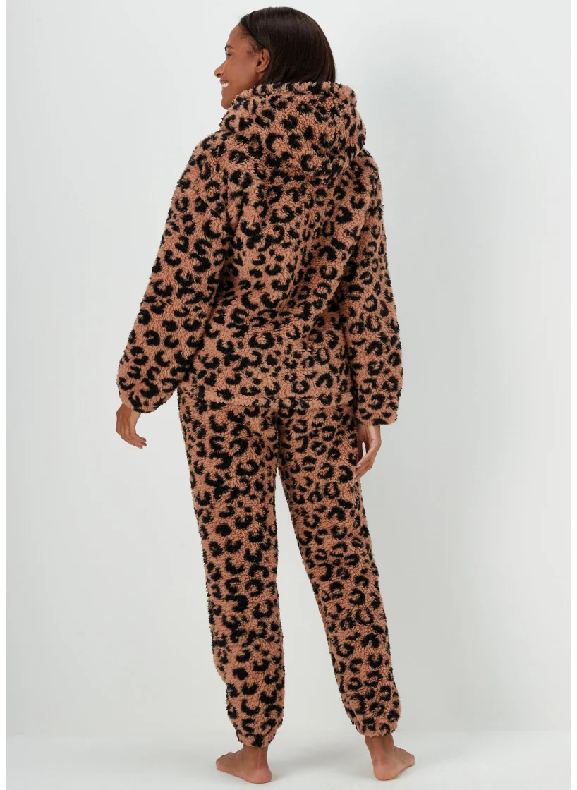 Matalan Mink Animal Print Borg Twosie Lounge Set