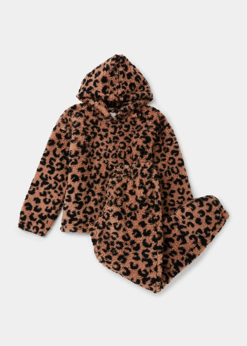 Matalan Mink Animal Print Borg Twosie Lounge Set
