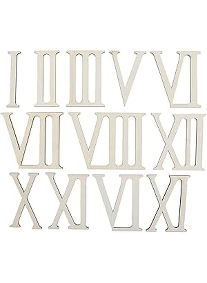 Wooden Roman Numerals Clock Kit 12 Pcs DIY Wedding Home Decor Craft - Image 1