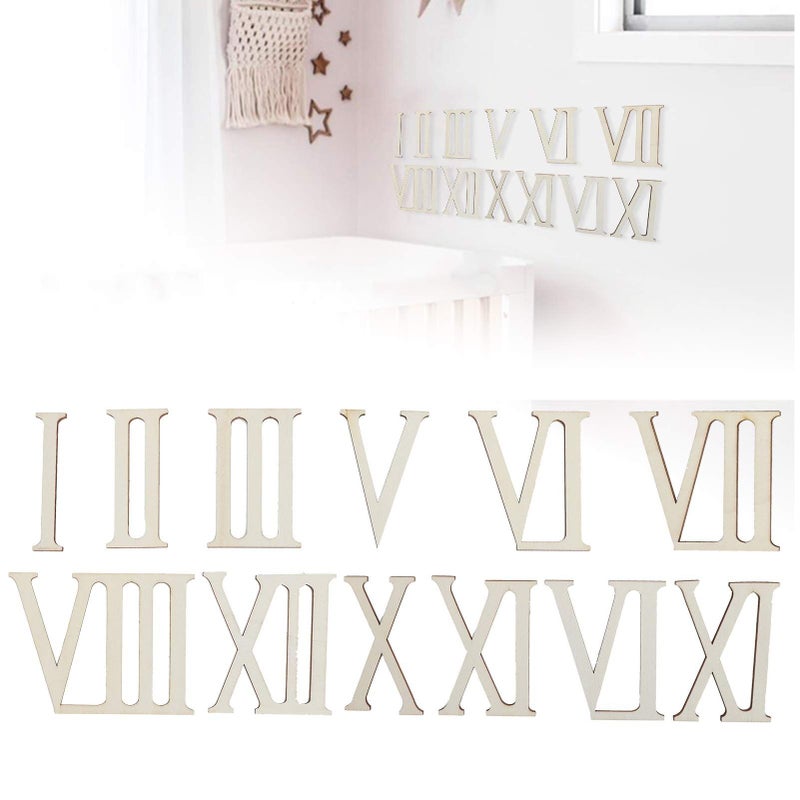 Wooden Roman Numerals Clock Kit 12 Pcs DIY Wedding Home Decor Craft - Image 4