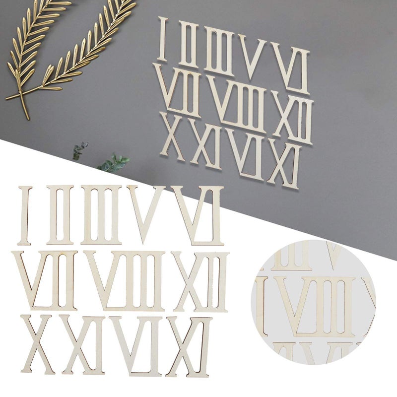 Wooden Roman Numerals Clock Kit 12 Pcs DIY Wedding Home Decor Craft - Image 3