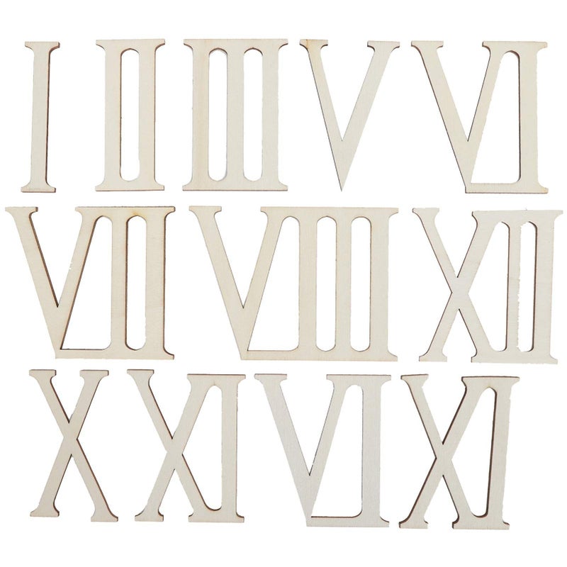 Wooden Roman Numerals Clock Kit 12 Pcs DIY Wedding Home Decor Craft - Image 2