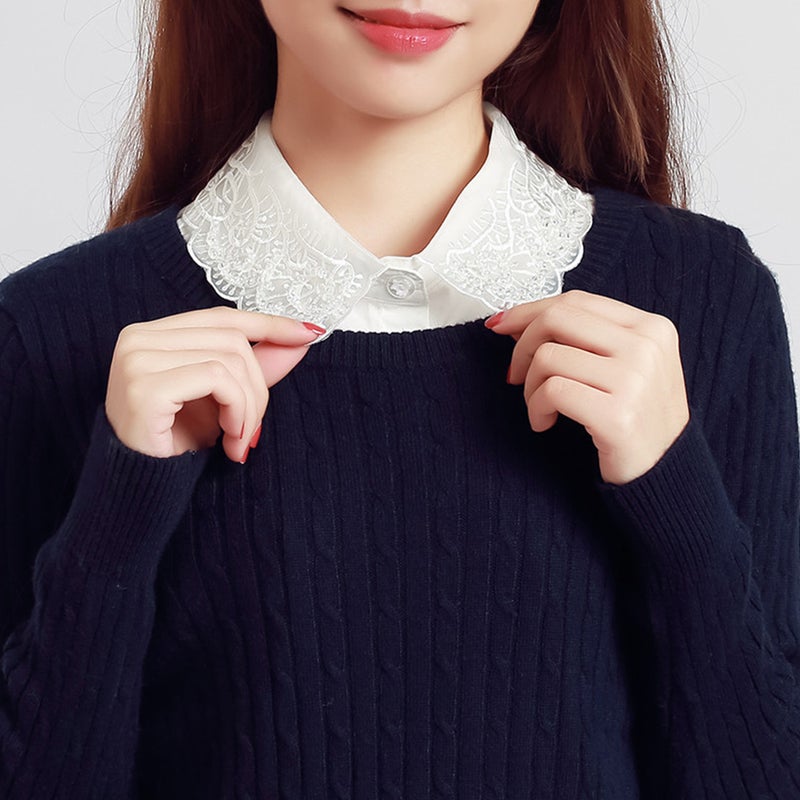 Embroidered Fake Collar Detachable Blouse Half Shirts False Collar for Women - Image 3