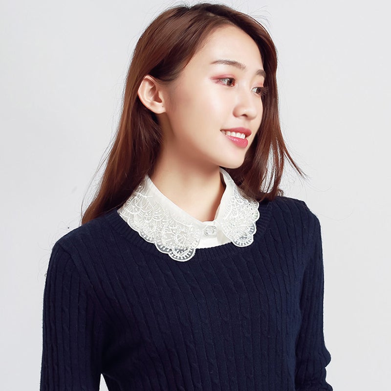 Embroidered Fake Collar Detachable Blouse Half Shirts False Collar for Women - Image 4