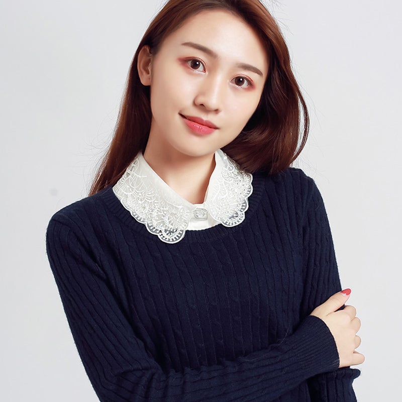 Embroidered Fake Collar Detachable Blouse Half Shirts False Collar for Women - Image 5