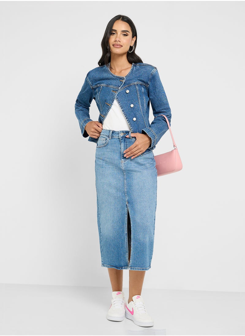 ONLY - Front Slit Midi Skirt - Image 1