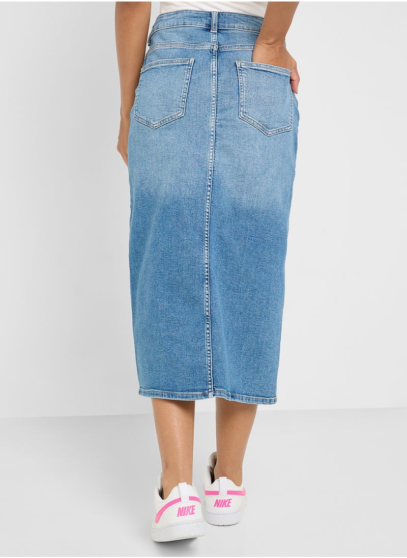 ONLY - Front Slit Midi Skirt - Image 1