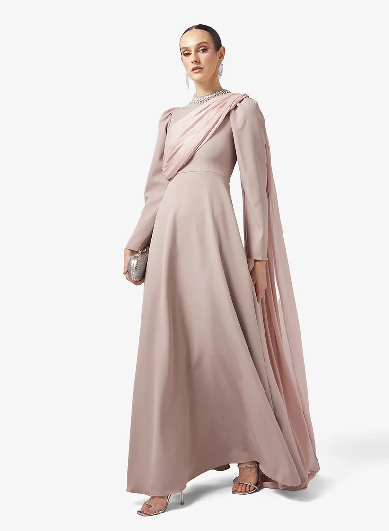 Khizana  A-line Dress With Shoulder Drape for Women | Best Price UAE