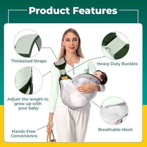 Safe-O-Kid® Baby Sling Carrier – BPA Free, Adjustable Soft Cotton Baby Wrap for Newborns & Infants, Comfortable & Safe - Assorted - Image 3