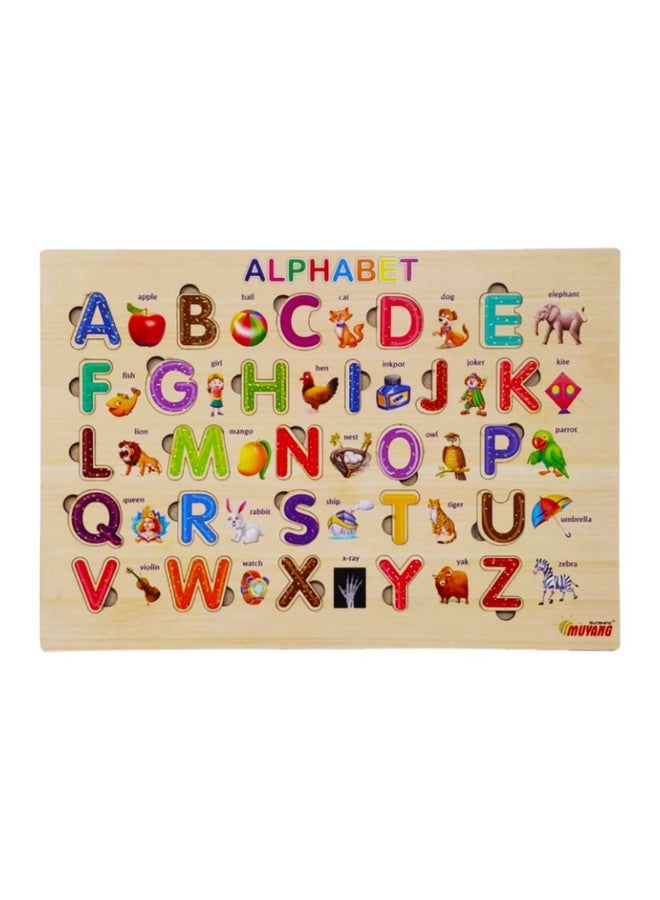 بارتيت ألغاز أبجدية خشبية من بارتيت للأطفال الصغار حتى سن 5 سنوات، ألغاز تعلم الحروف الأبجدية بأشكالها الكبيرة مع لوحة ألغاز ومكعبات حروف، ألعاب تعليمية لمرحلة ما قبل المدرسة للبنات والأولاد - Image 1
