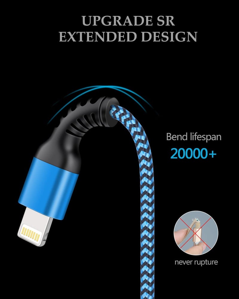 كابل شحن سريع لـ iPhone، [3 عبوات - 3/6/10 أقدام] كابل USB C إلى Lightning، معتمد من MFI، كابل شحن ومزامنة من نوع C، سلك توصيل الطاقة لـ iPhone 14/13/13 Pro Max/13 Mini/12 Pro/11 Pro Max/8/XR/XS - Image 2