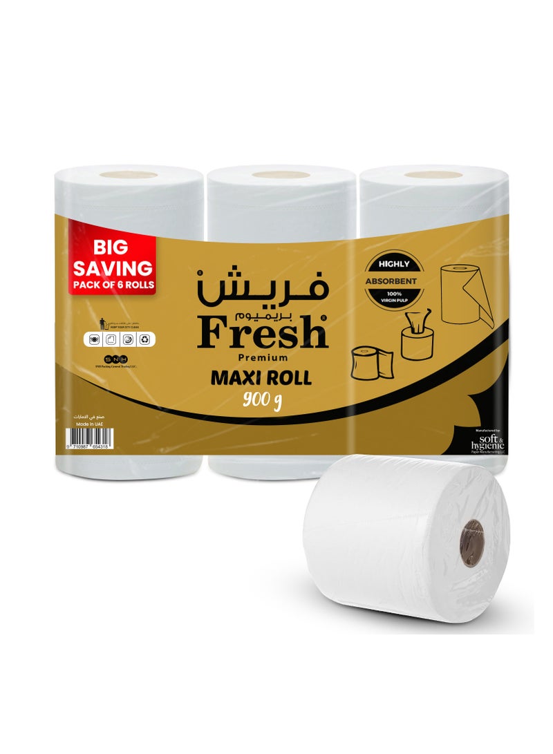 سوفت آند هايجينك مناديل سوفت آند هايچينيك فريش ماكسي رول – 900 غرام، منقوشة | عبوة من 6 قطع | مناشف ورقية للمطبخ، معقمة بدرجة أعلى، مناديل ورقية عالية الجودة - Image 1
