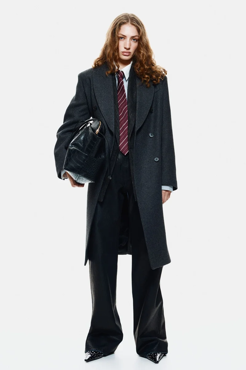 اتش اند ام معطف من مزيج الصوف