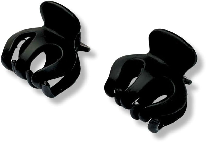 Glitters Mini Hair Claw Clips, Black Matte, Strong Spring, 2-Pack - Image 2