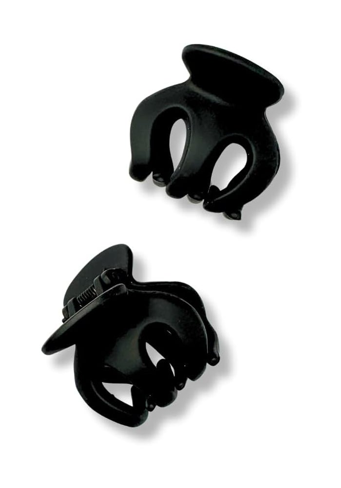 Glitters Mini Hair Claw Clips, Black Matte, Strong Spring, 2-Pack - Image 3