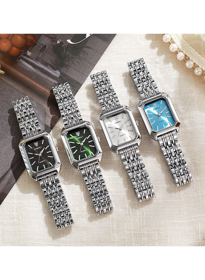 XIMILI Watches for Women Wrist Watches Steel Strap Womens Watch Casual Fashion Simple Square Quartz Wristwatch,Fashion Luxurious Wristwatch as Gift for Ladies - Image 1