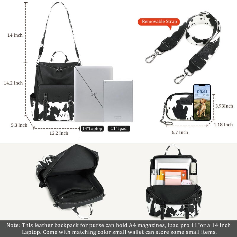 AGLOD Backpack Purse for Women PU Leather Back Packs Designer Ladies Shoulder Bag Fashion Faux Work Travel Handbags - Image 3