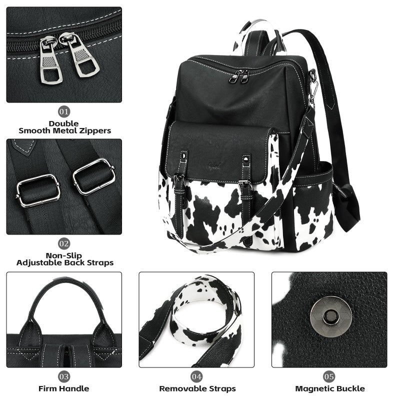 AGLOD Backpack Purse for Women PU Leather Back Packs Designer Ladies Shoulder Bag Fashion Faux Work Travel Handbags - Image 2