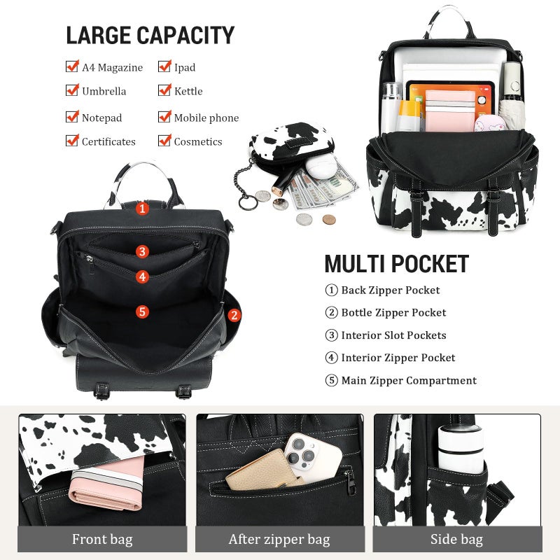 AGLOD Backpack Purse for Women PU Leather Back Packs Designer Ladies Shoulder Bag Fashion Faux Work Travel Handbags - Image 4