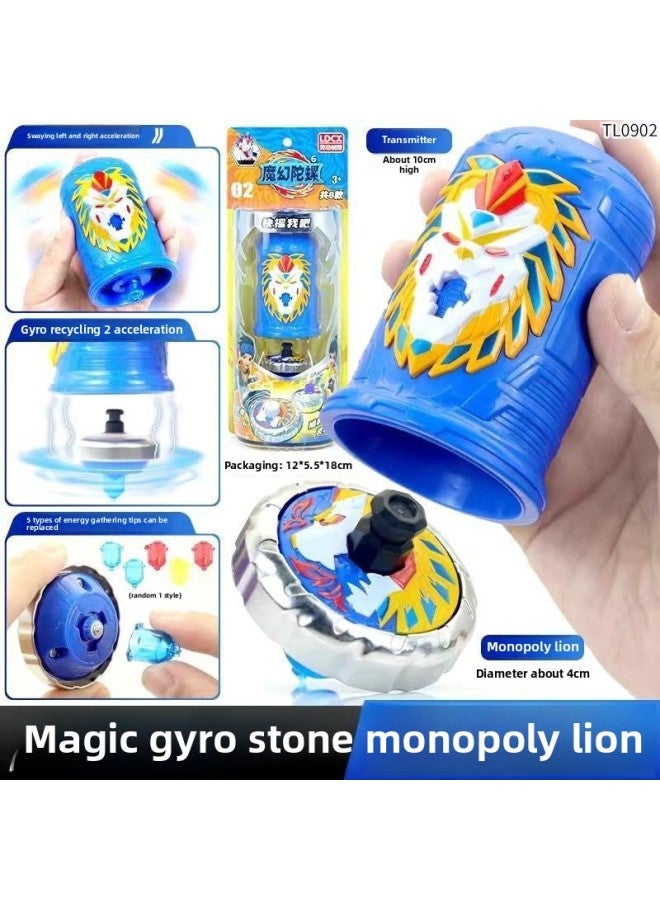 Smart Magic Spinning Wheel Fancy Competitive Gyro Automatic Swing Double Parent-child Interactive Children's Toy Men-Color:TL0902 Cang Yan Male Lion - Image 1